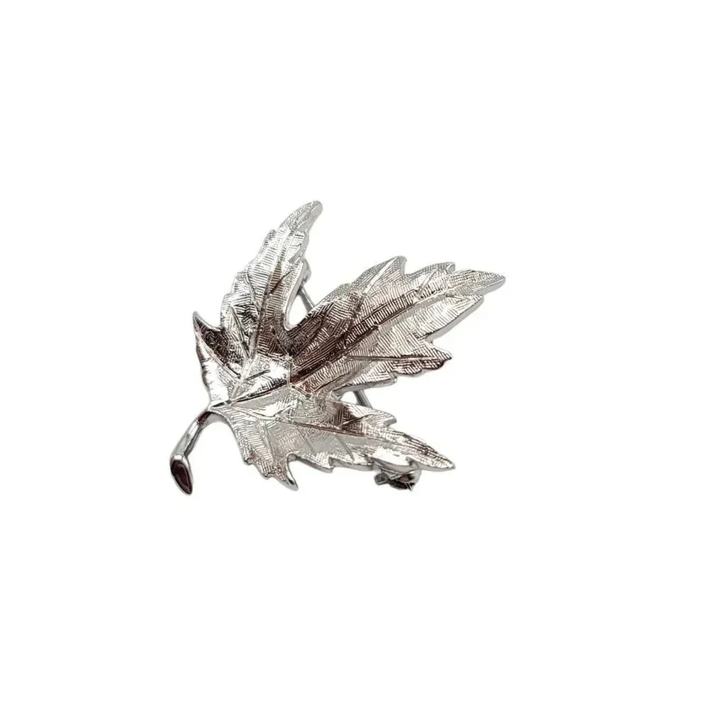 Avon of Belleville Signed Marcel Boucher Canadian Leaf Silver Tone Pin Brooch